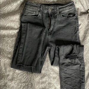 Zara dark grey distressed jeans